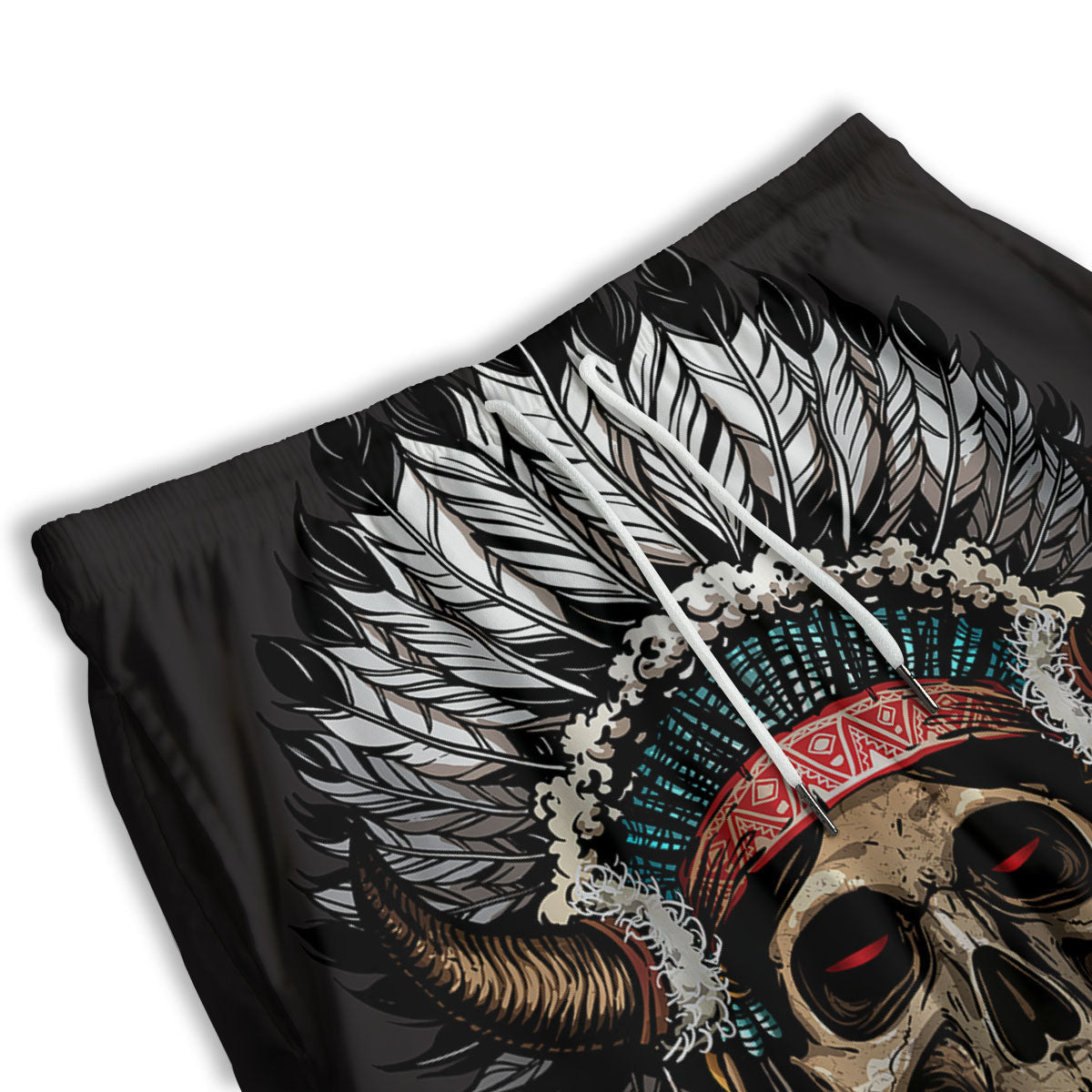 Indian Skull Native American Print Men's Athletic Shorts