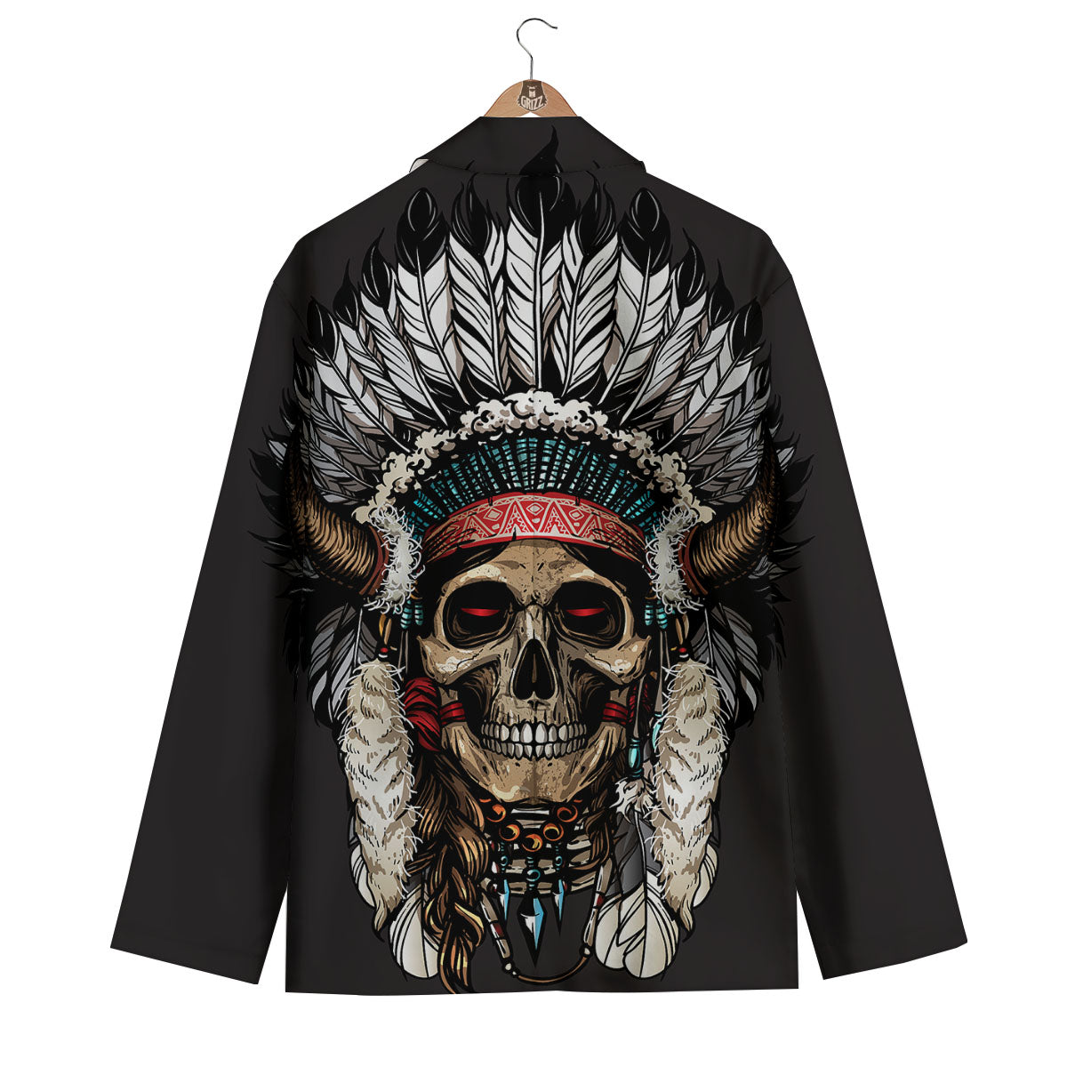 Indian Skull Native American Print Men's Blazer-grizzshop