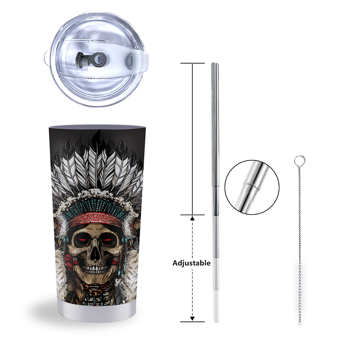 Indian Skull Native American Print Tumbler-grizzshop