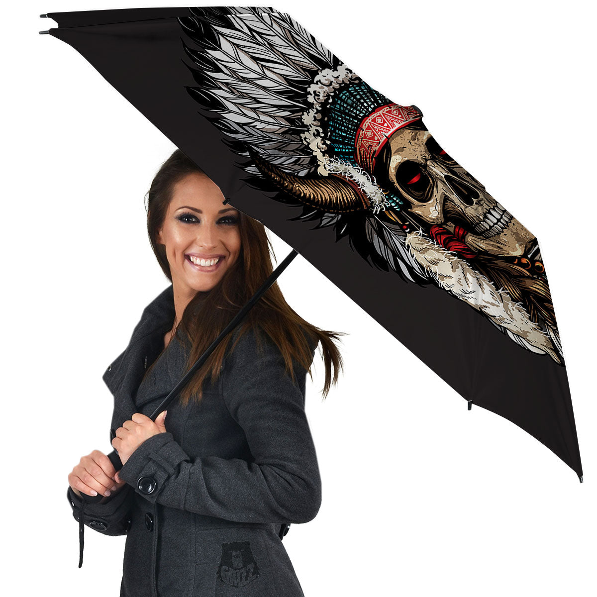 Indian Skull Native American Print Umbrella-grizzshop