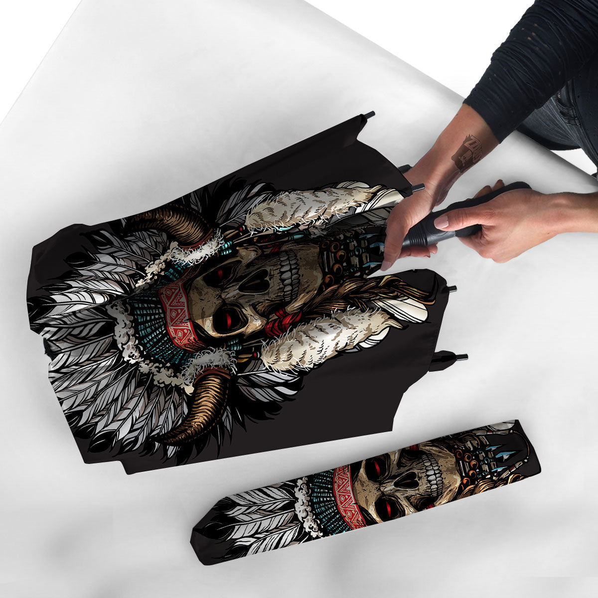 Indian Skull Native American Print Umbrella-grizzshop