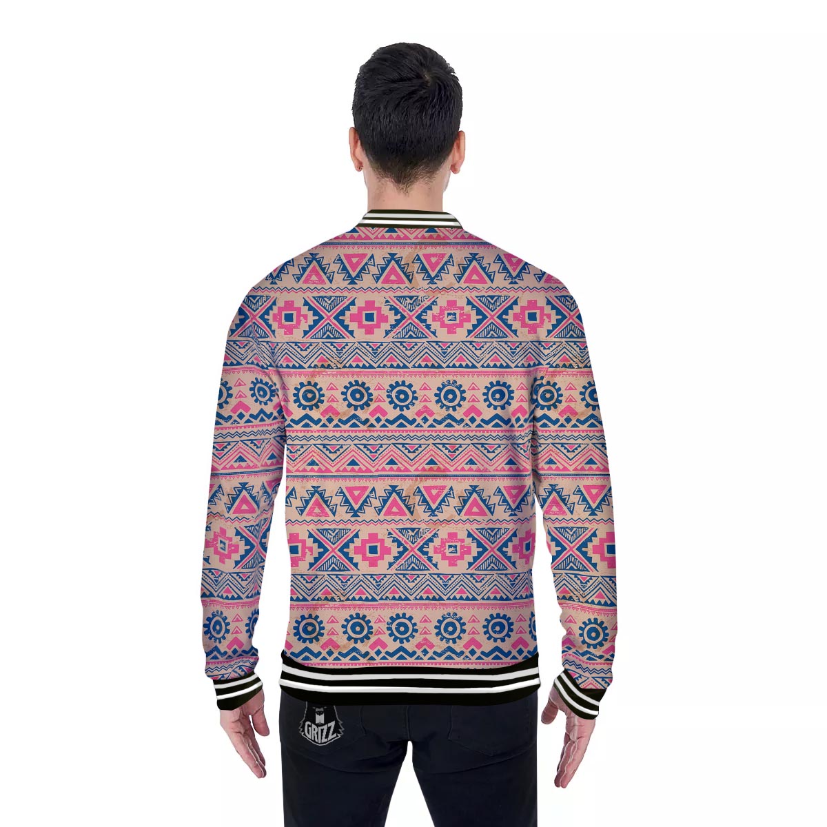 Indian Tribal Native Print Pattern Baseball Jacket-grizzshop
