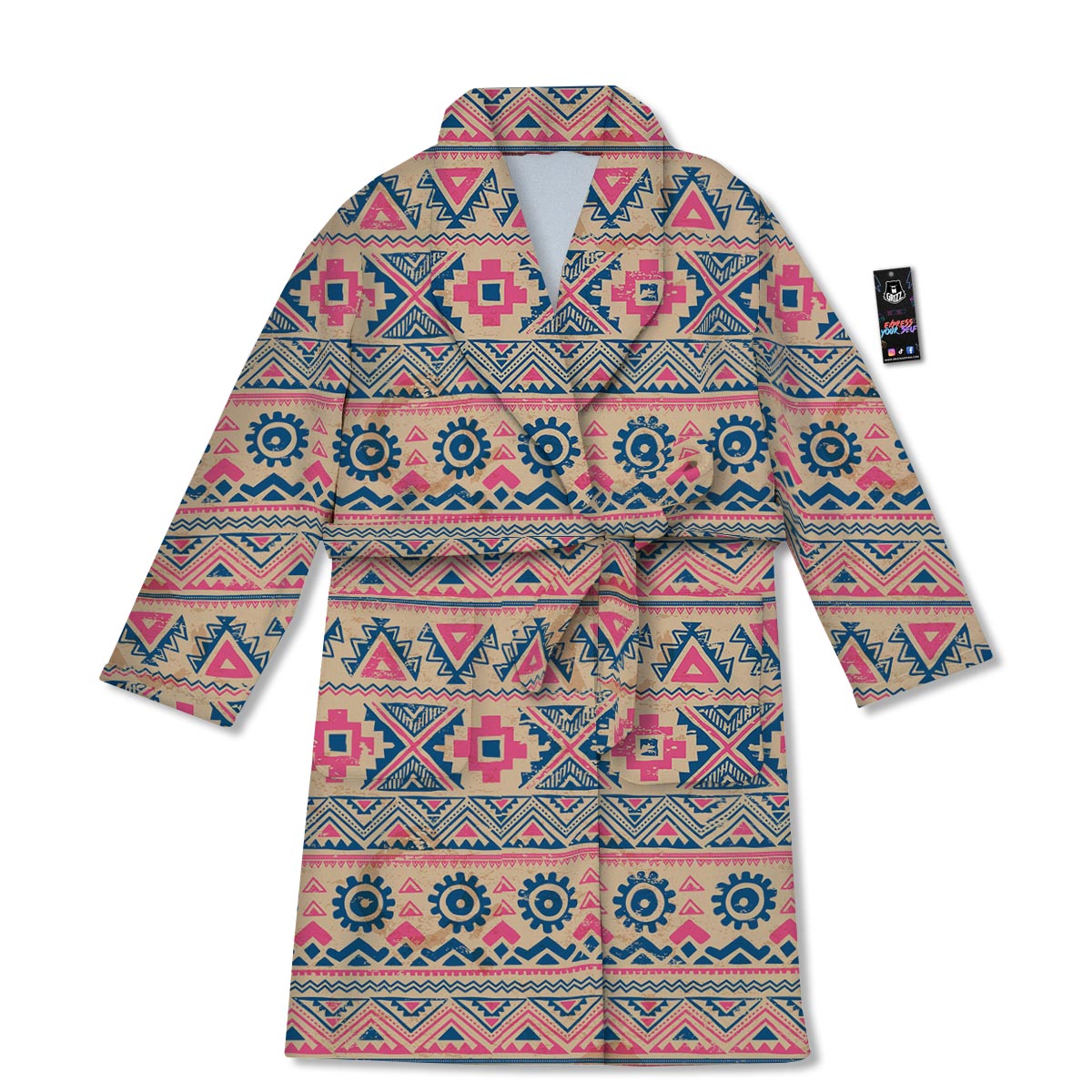 Indian Tribal Native Print Pattern Bathrobe-grizzshop