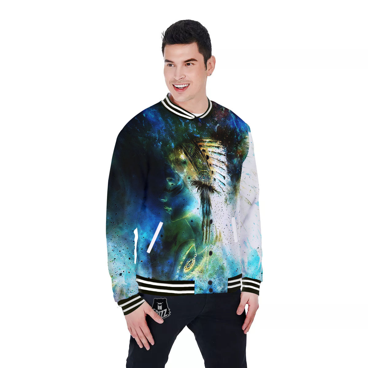 Indian Woman Galaxy Native Baseball Jacket-grizzshop