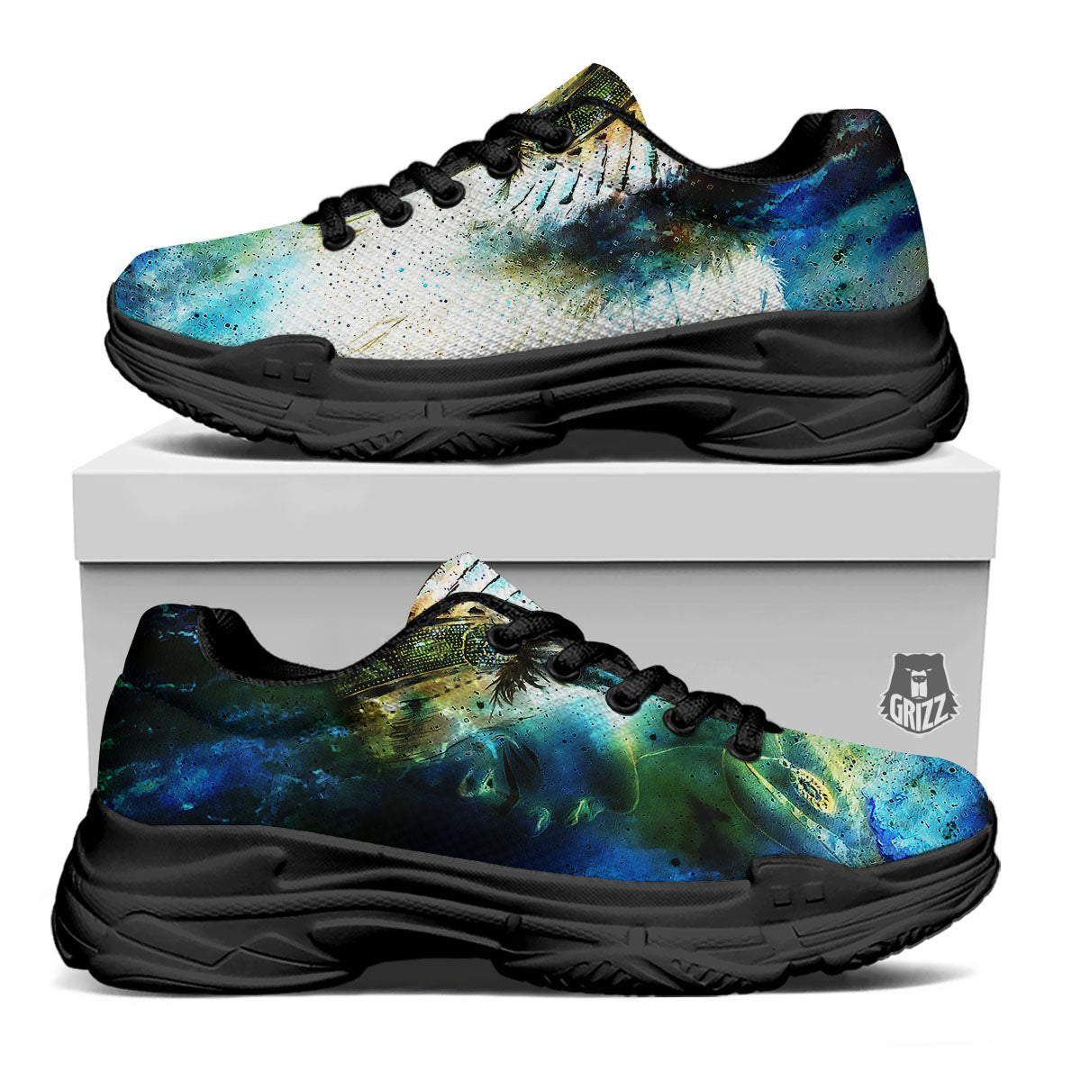 Indian Woman Galaxy Native Black Chunky Shoes-grizzshop