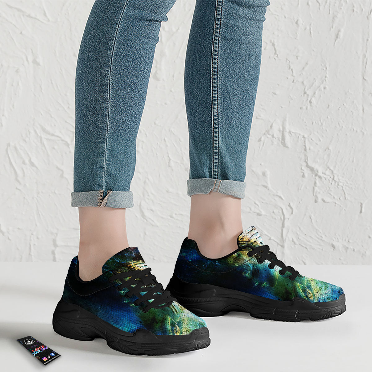 Indian Woman Galaxy Native Black Chunky Shoes-grizzshop