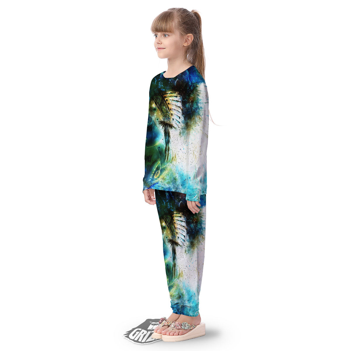 Indian Woman Galaxy Native Kid's Pajamas-grizzshop