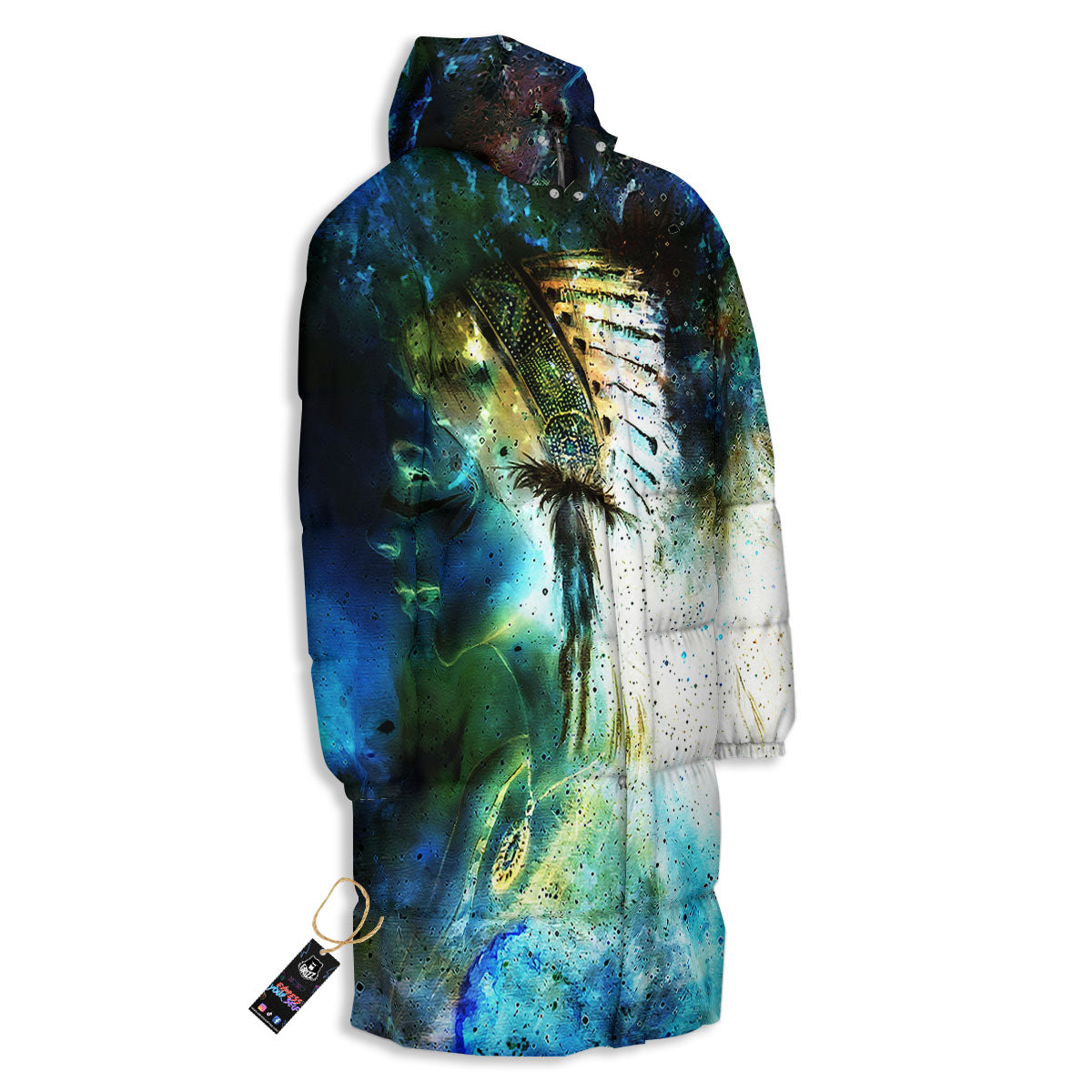 Indian Woman Galaxy Native Long Down Jacket-grizzshop