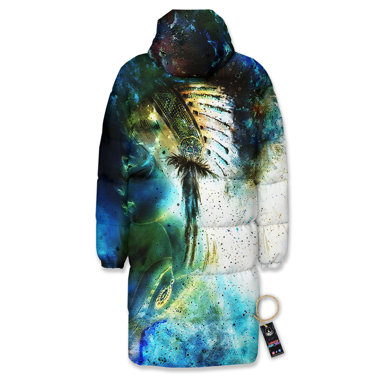 Indian Woman Galaxy Native Long Down Jacket-grizzshop
