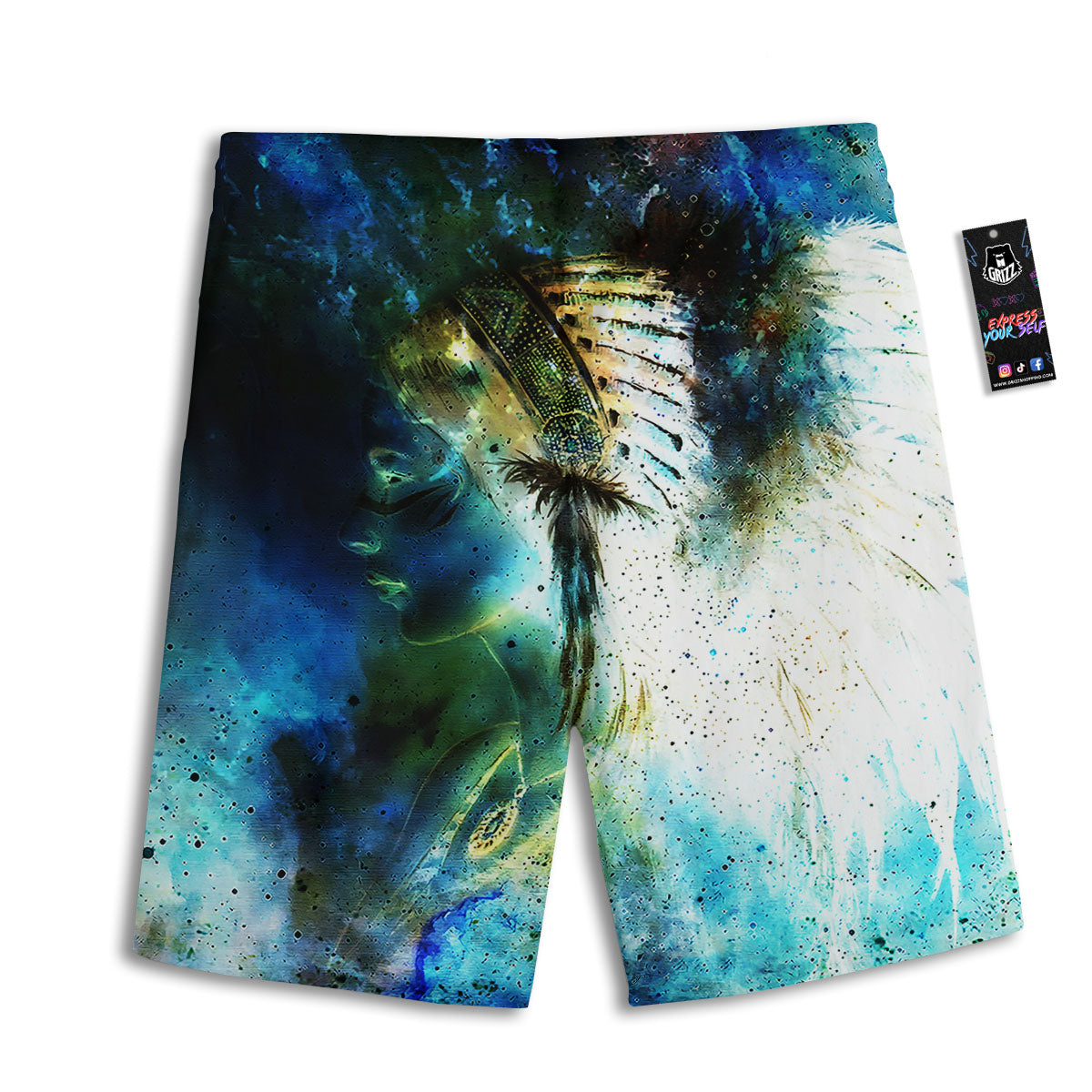 Liquid Trippy Holographic Neon Print Men's Athletic Shorts