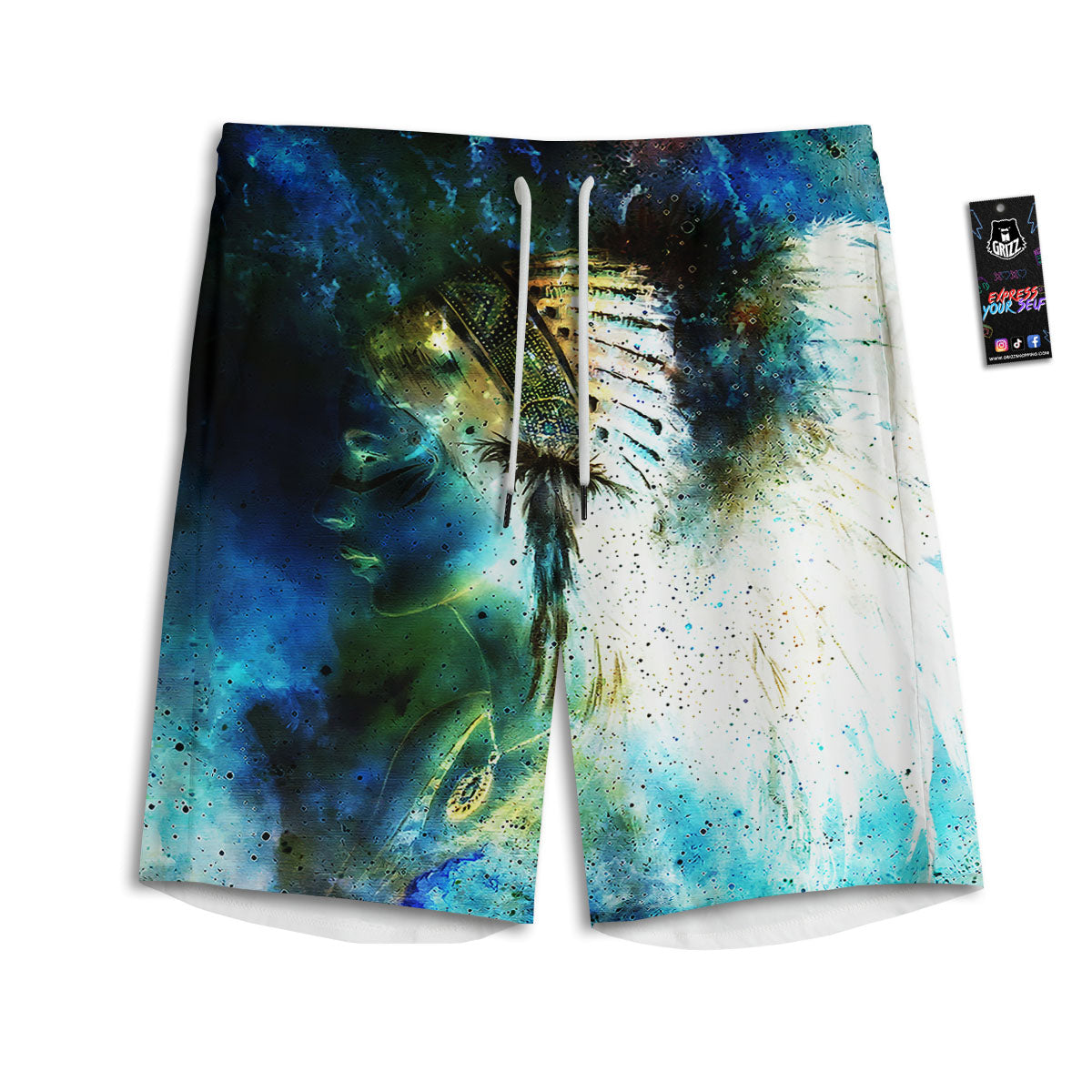 Liquid Trippy Holographic Neon Print Men's Athletic Shorts