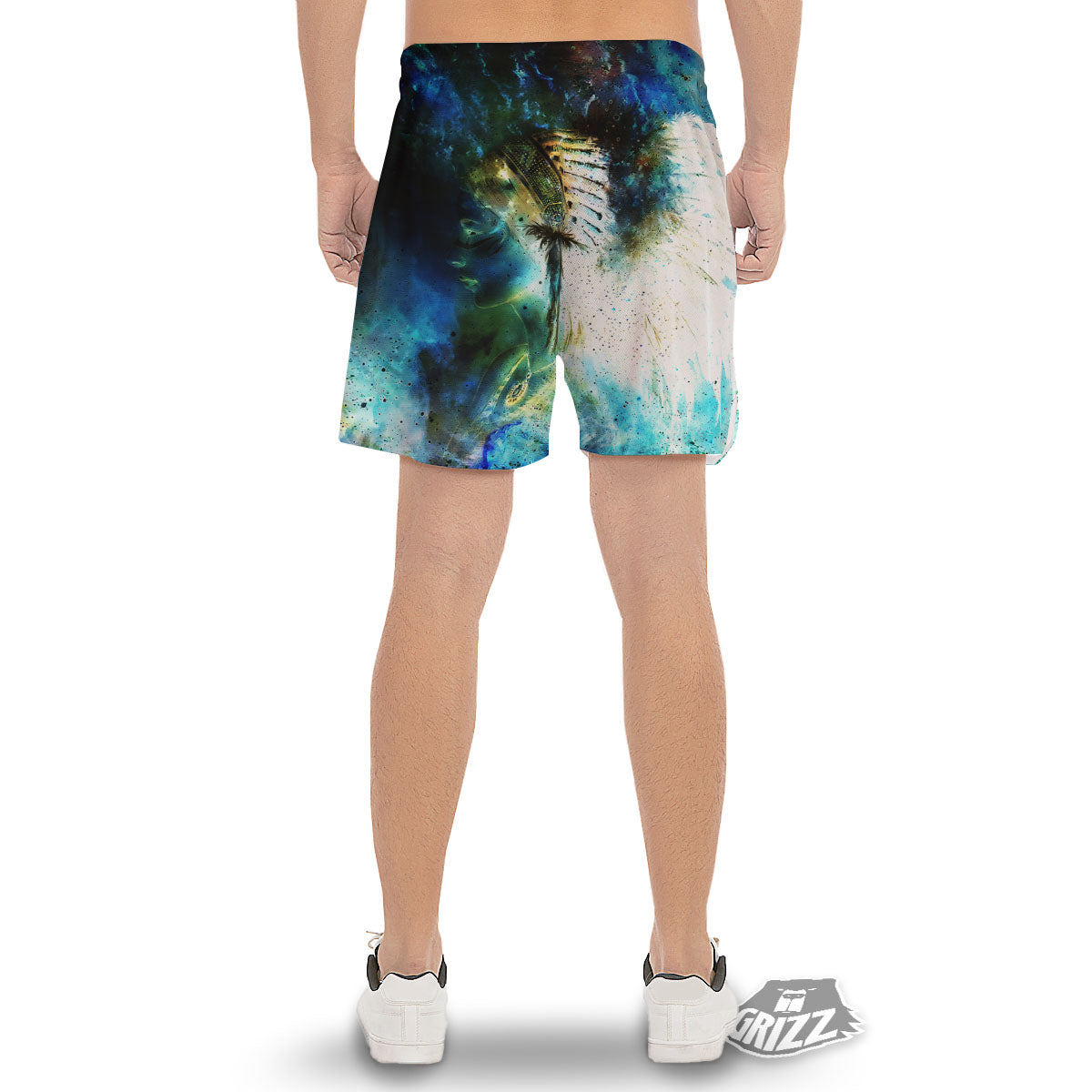 Indian Woman Galaxy Native Men's Gym Shorts-grizzshop