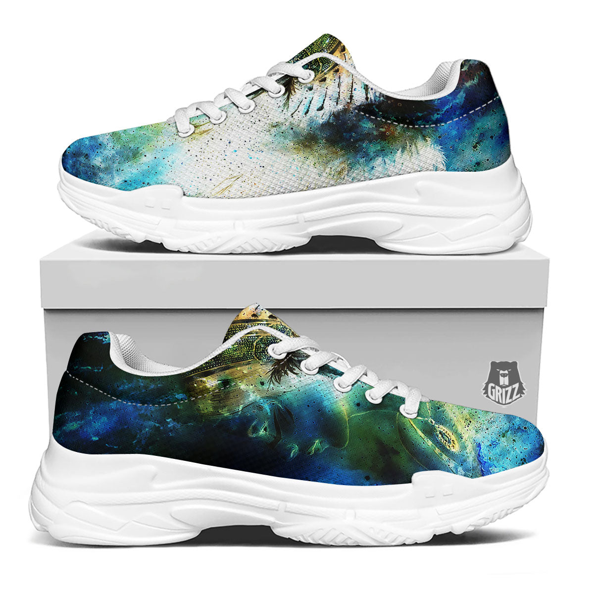 Indian Woman Galaxy Native White Chunky Shoes-grizzshop