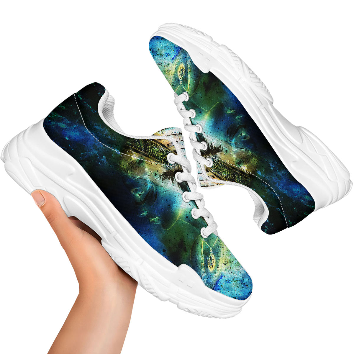 Indian Woman Galaxy Native White Chunky Shoes-grizzshop