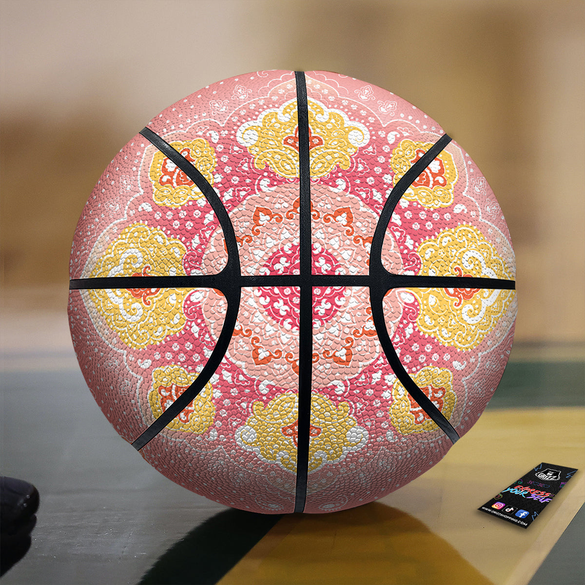 Indian Paisley Bandana Pink Print Basketball