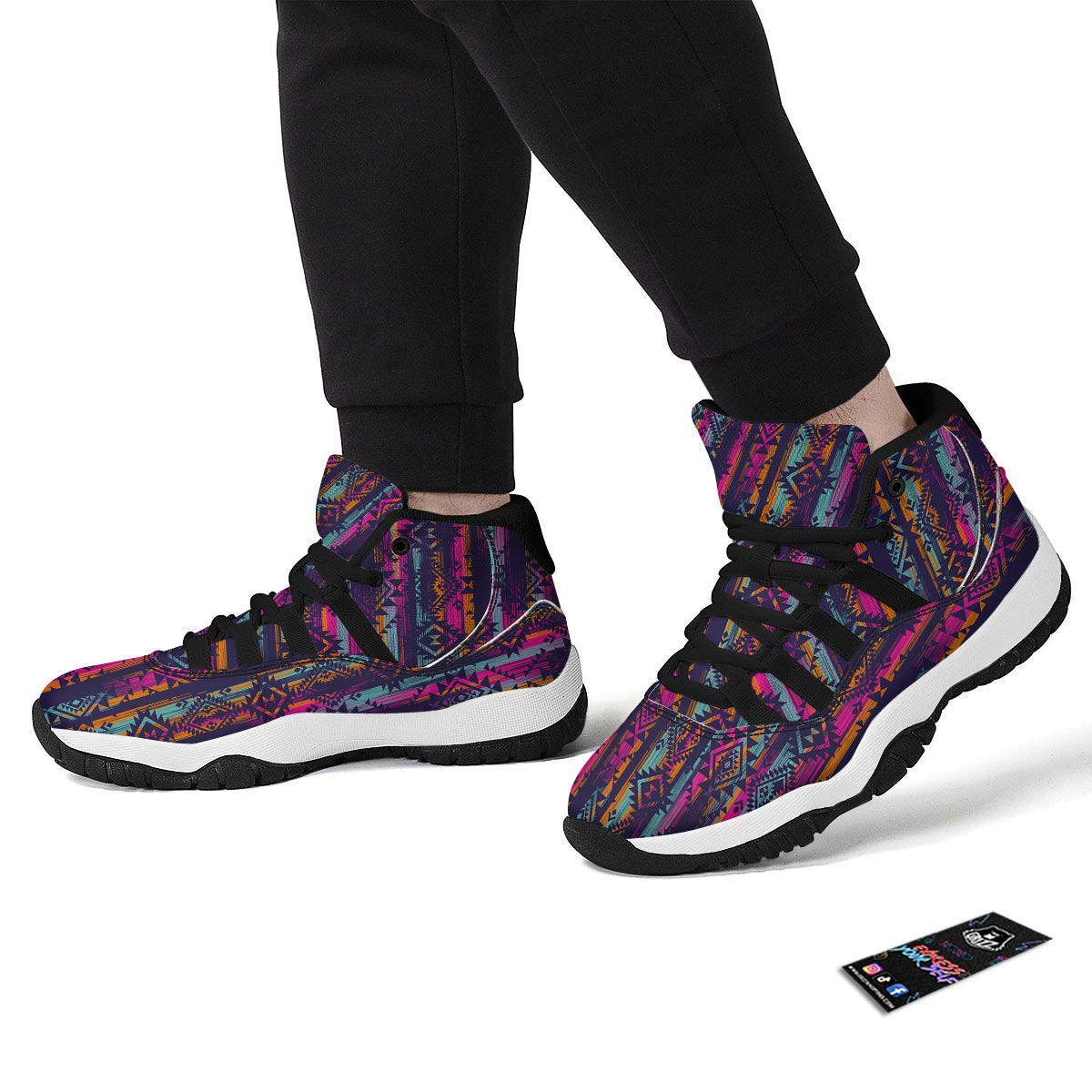 Indians Navajo Aztec Tribal Native American Print Black Bball Shoes-grizzshop