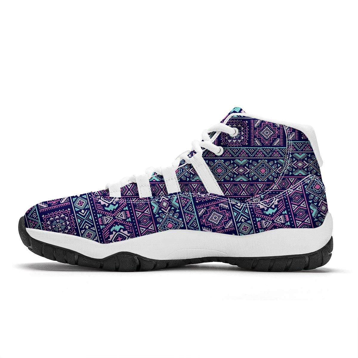 Indians Tribal Native Navajo American Aztec Print White Bball Shoes-grizzshop