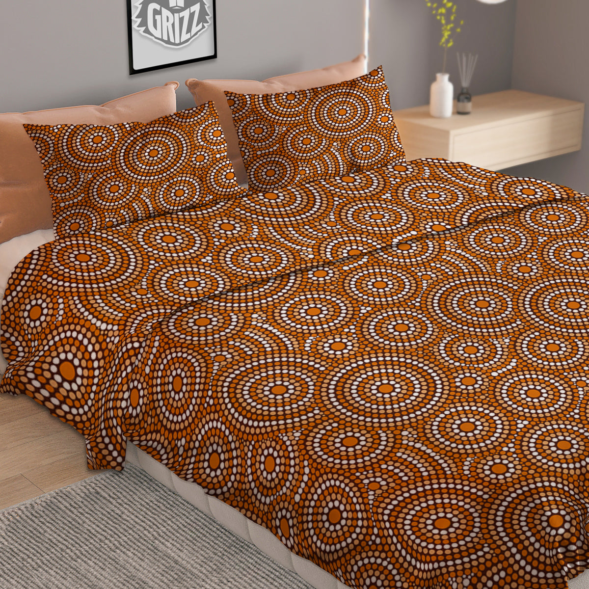 Indigenous Aboriginal Print Pattern Duvet Cover Bedding Set