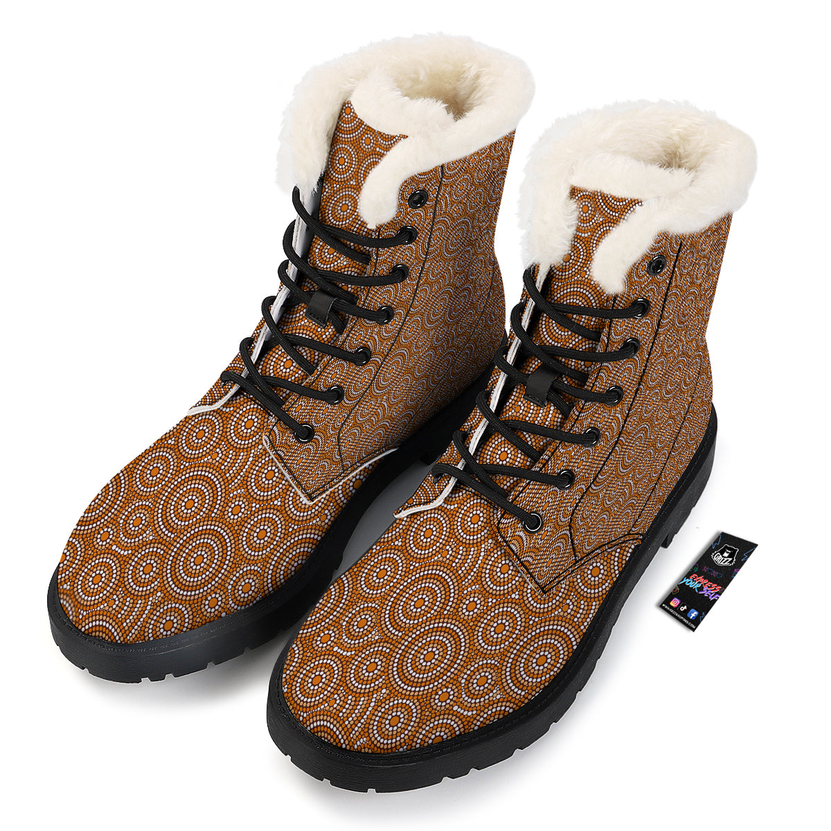 Indigenous Aboriginal Print Pattern Winter Boots-grizzshop