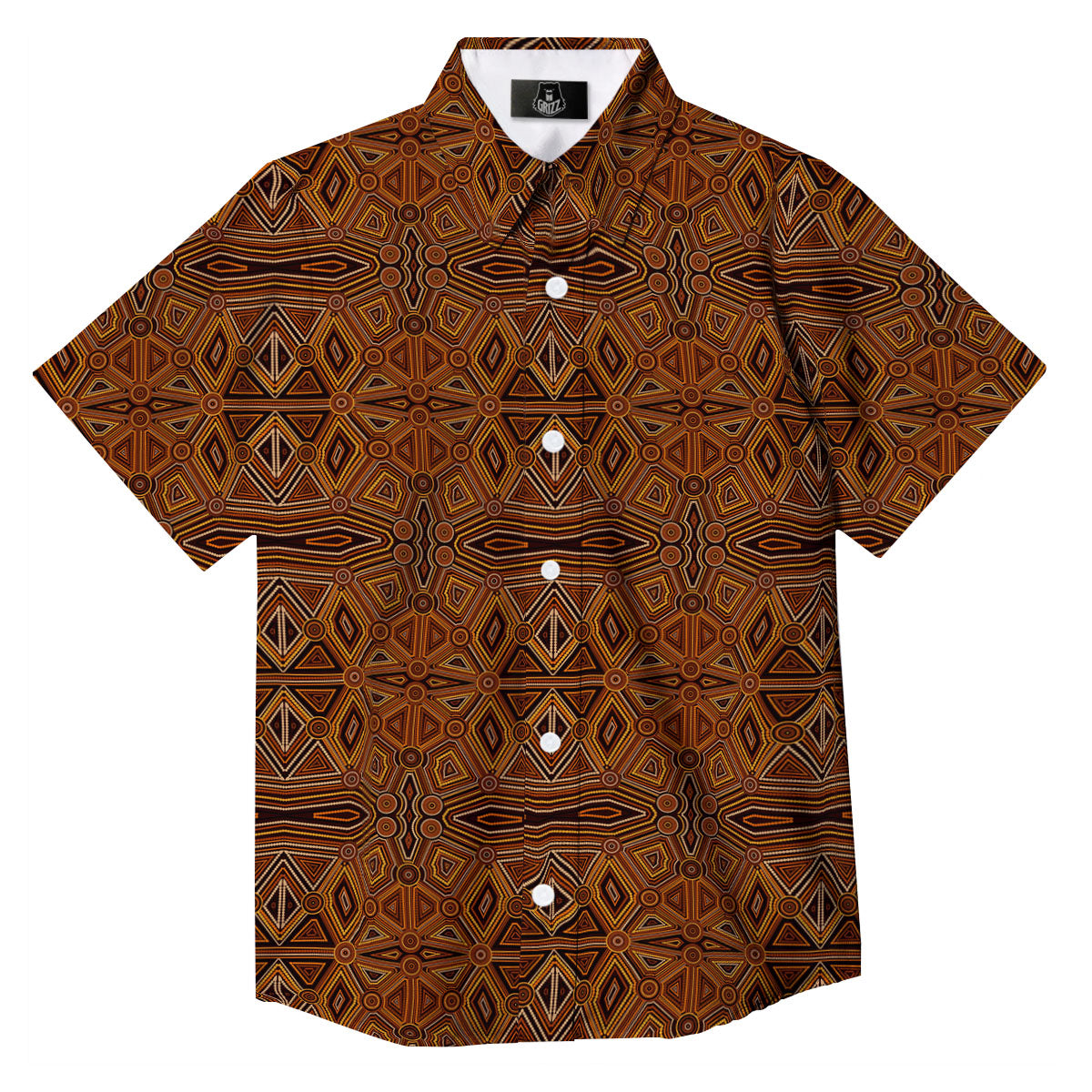 Indigenous Australian Aboriginal Print Button Up Shirt-grizzshop