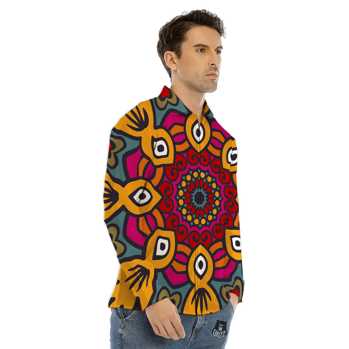Indigenous Australian Aboriginal Print Men's Dress Shirts-grizzshop