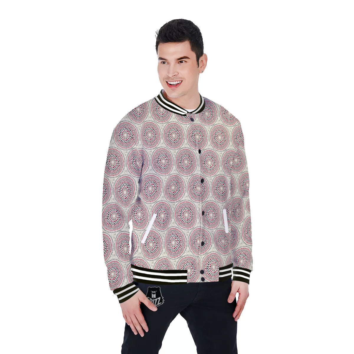 Indigenous Dot Aboriginal Print Pattern Baseball Jacket-grizzshop
