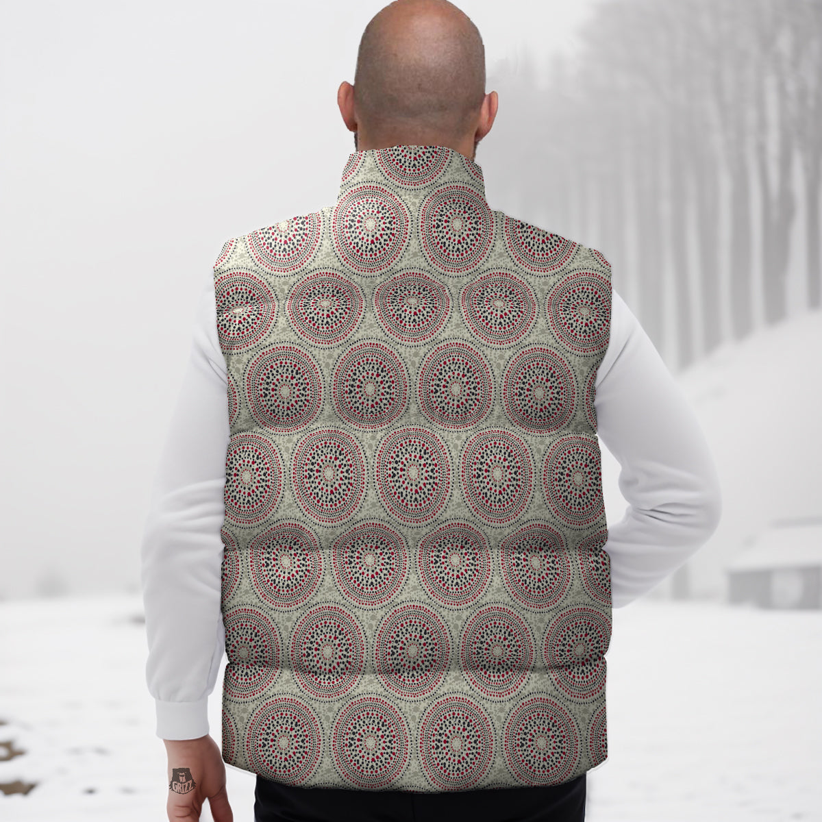 Indigenous Dot Aboriginal Print Pattern Down Vest