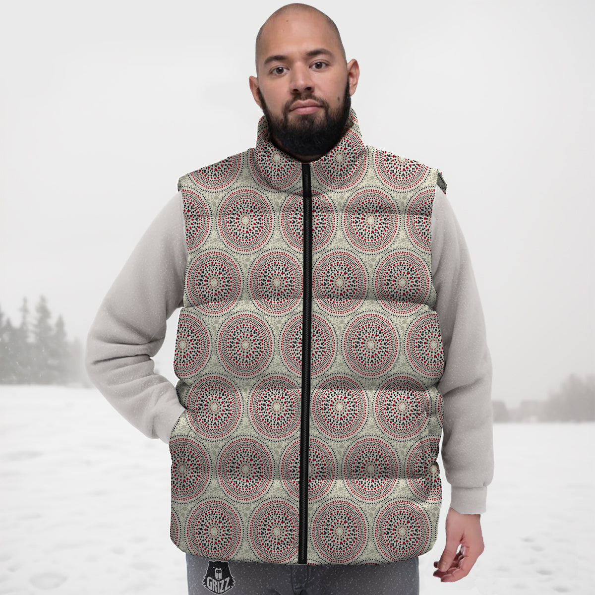 Indigenous Dot Aboriginal Print Pattern Down Vest