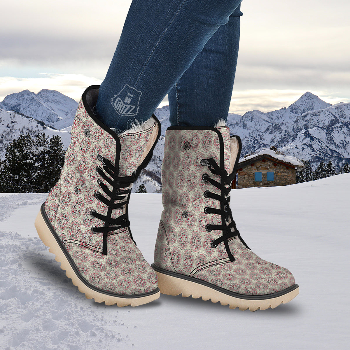 Indigenous Dot Aboriginal Print Pattern Snow Boots-grizzshop