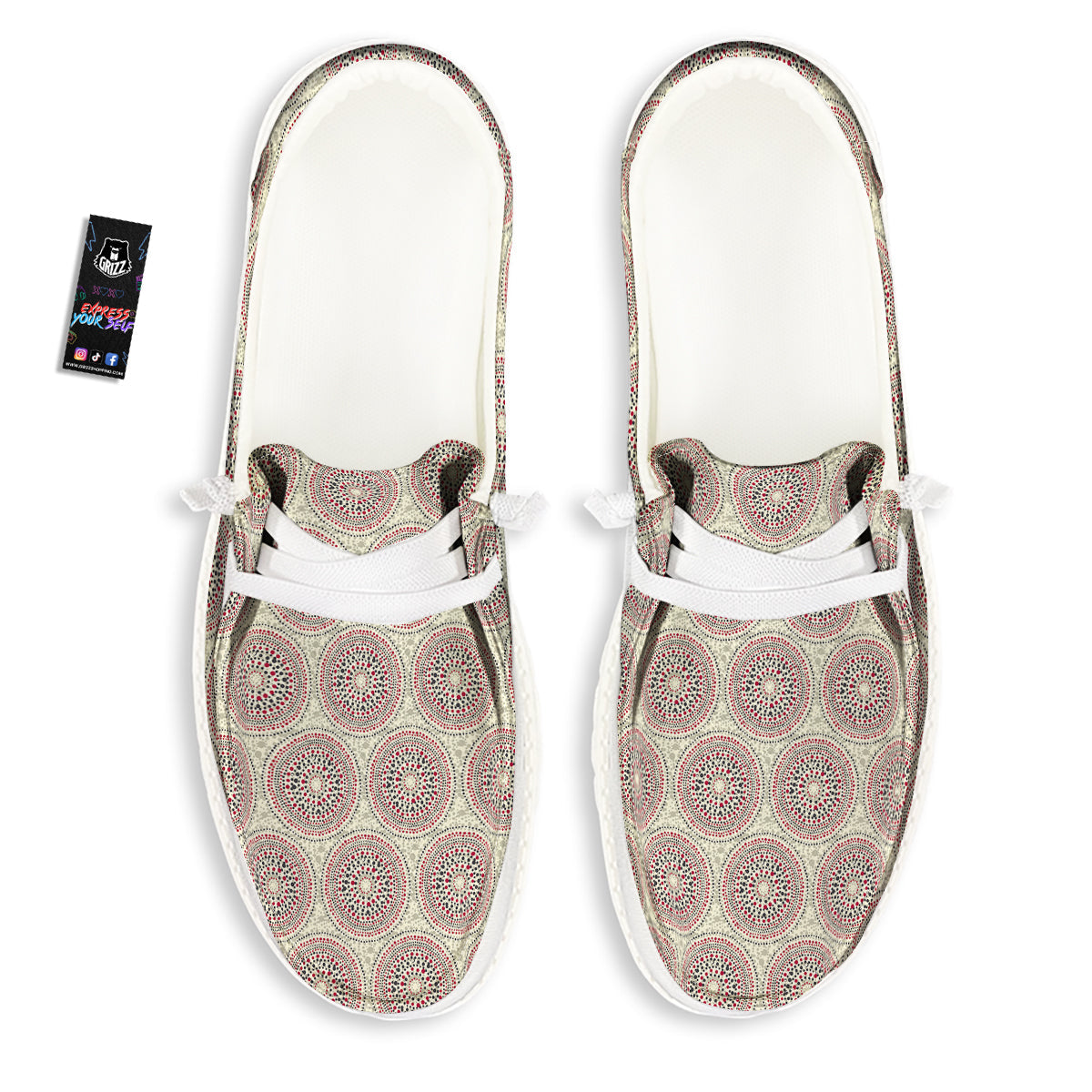 Indigenous Dot Aboriginal Print Pattern White Loafers-grizzshop