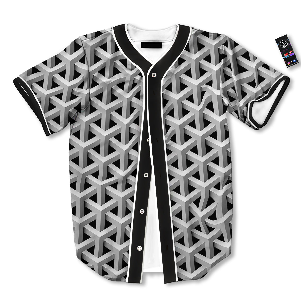 Industrial Raster 3D Print Pattern Baseball Jersey-grizzshop