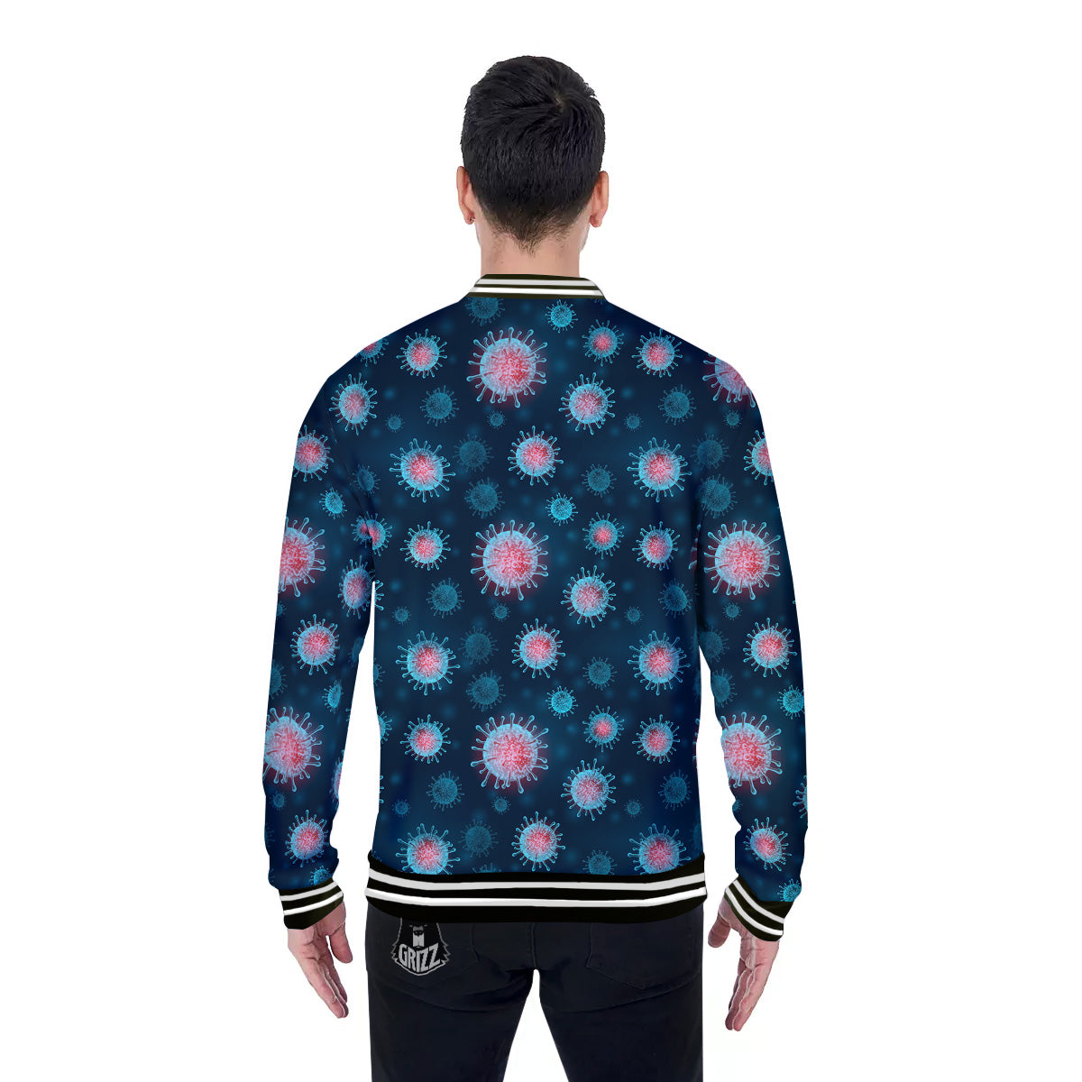Infection Virus Print Pattern Baseball Jacket-grizzshop