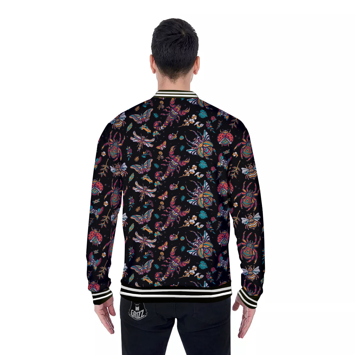 Insect Old School Tattoo Print Pattern Baseball Jacket-grizzshop