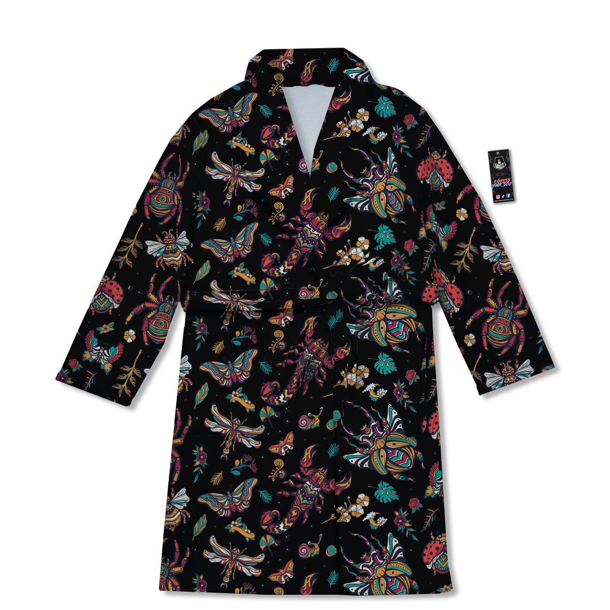 Insect Old School Tattoo Print Pattern Bathrobe-grizzshop