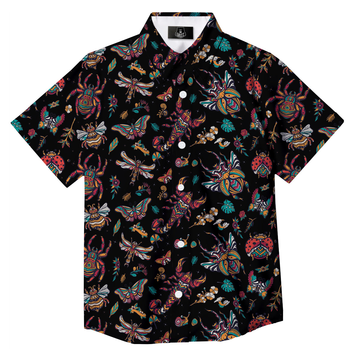 Insect Old School Tattoo Print Pattern Button Up Shirt-grizzshop