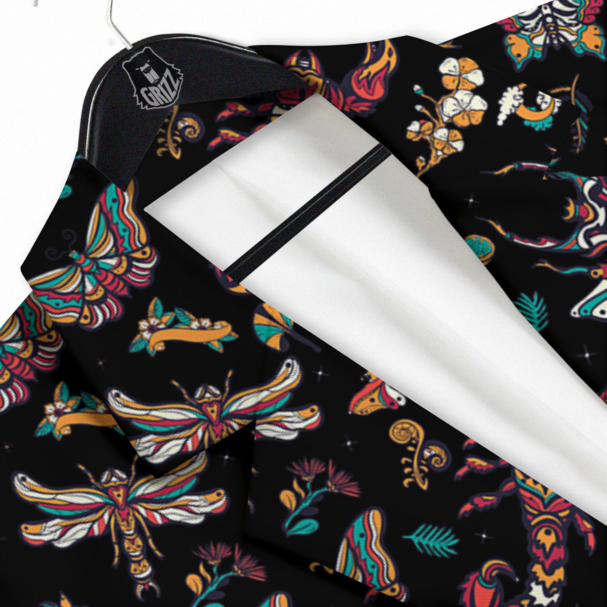 Insect Old School Tattoo Print Pattern Men's Sport Coat-grizzshop