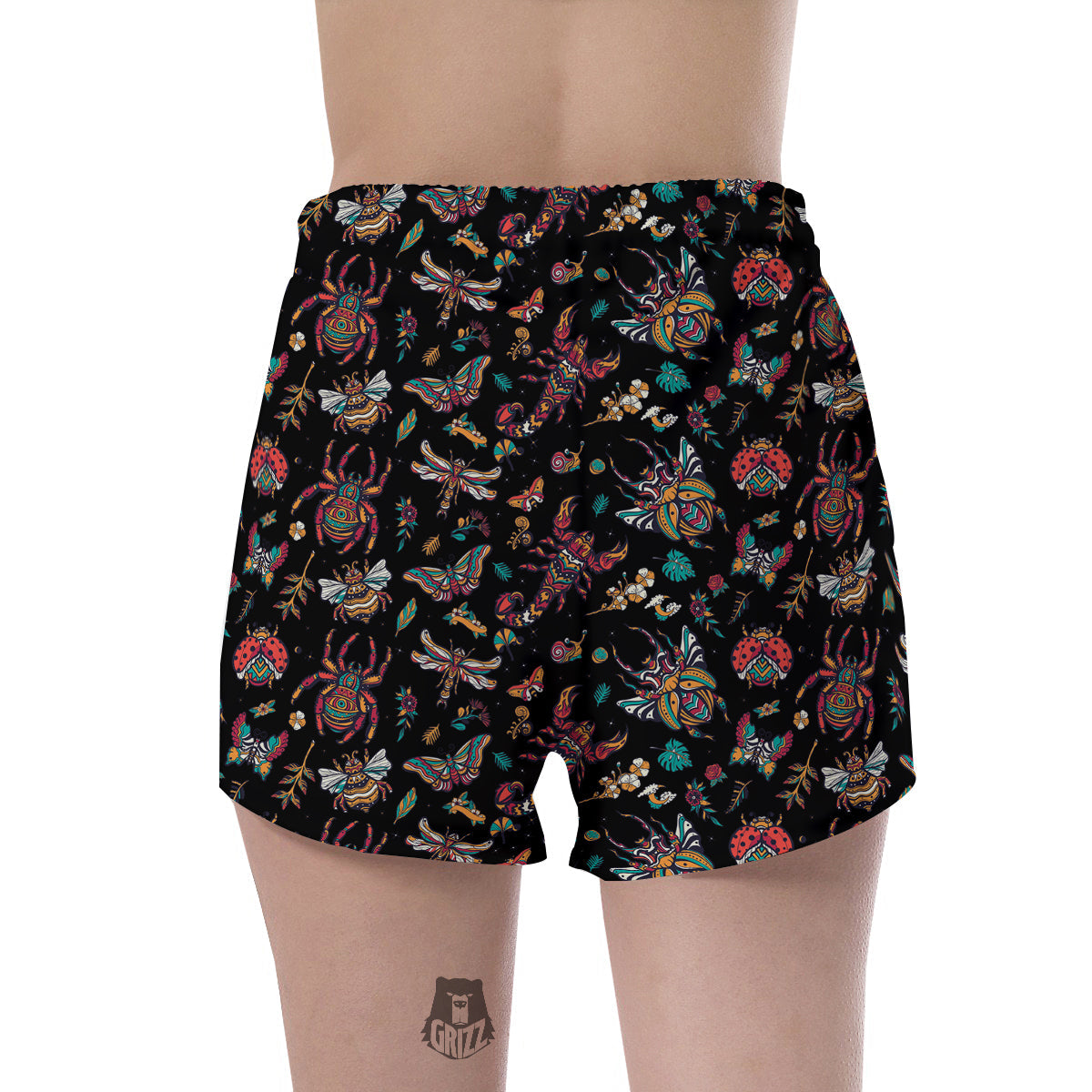 Insect Old School Tattoo Print Pattern Women's Shorts-grizzshop