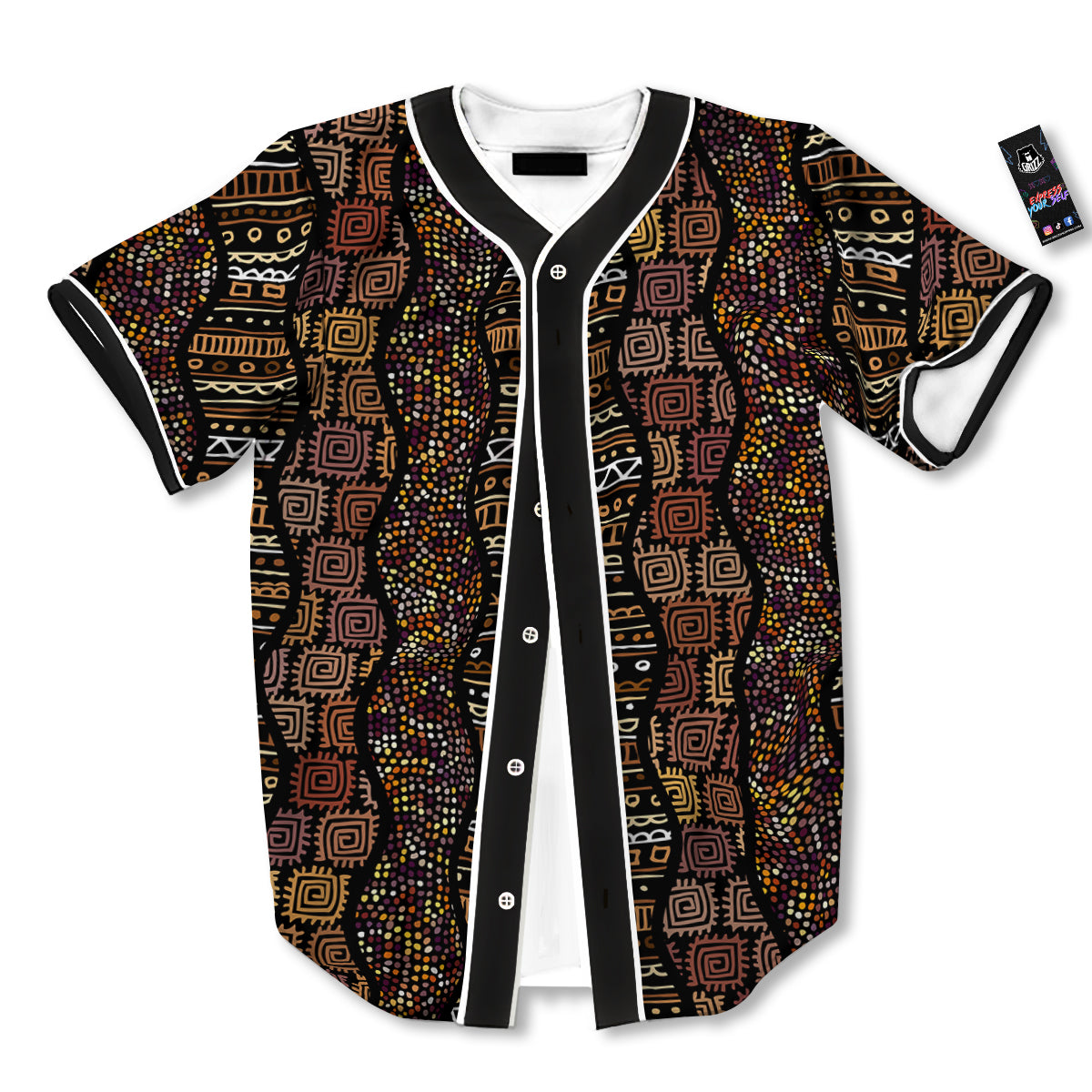 Inspired African Afro Print Pattern Baseball Jersey-grizzshop