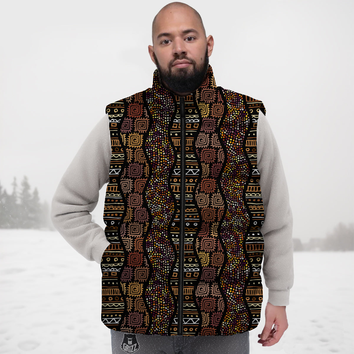 Inspired African Afro Print Pattern Down Vest