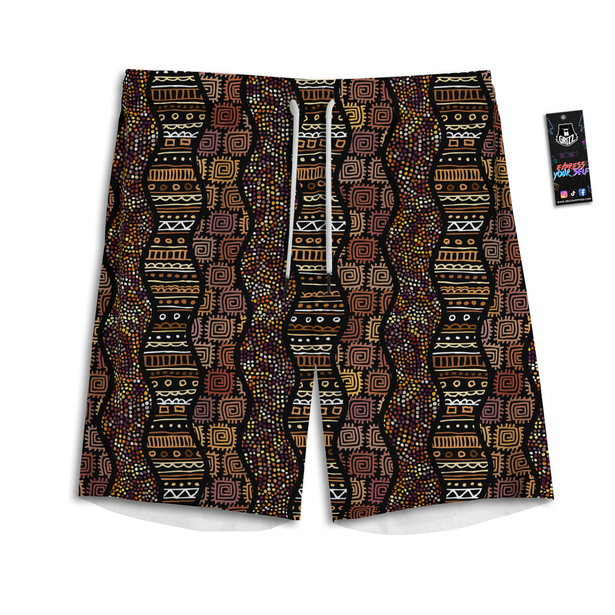 Inspired African Afro Print Pattern Men's Athletic Shorts
