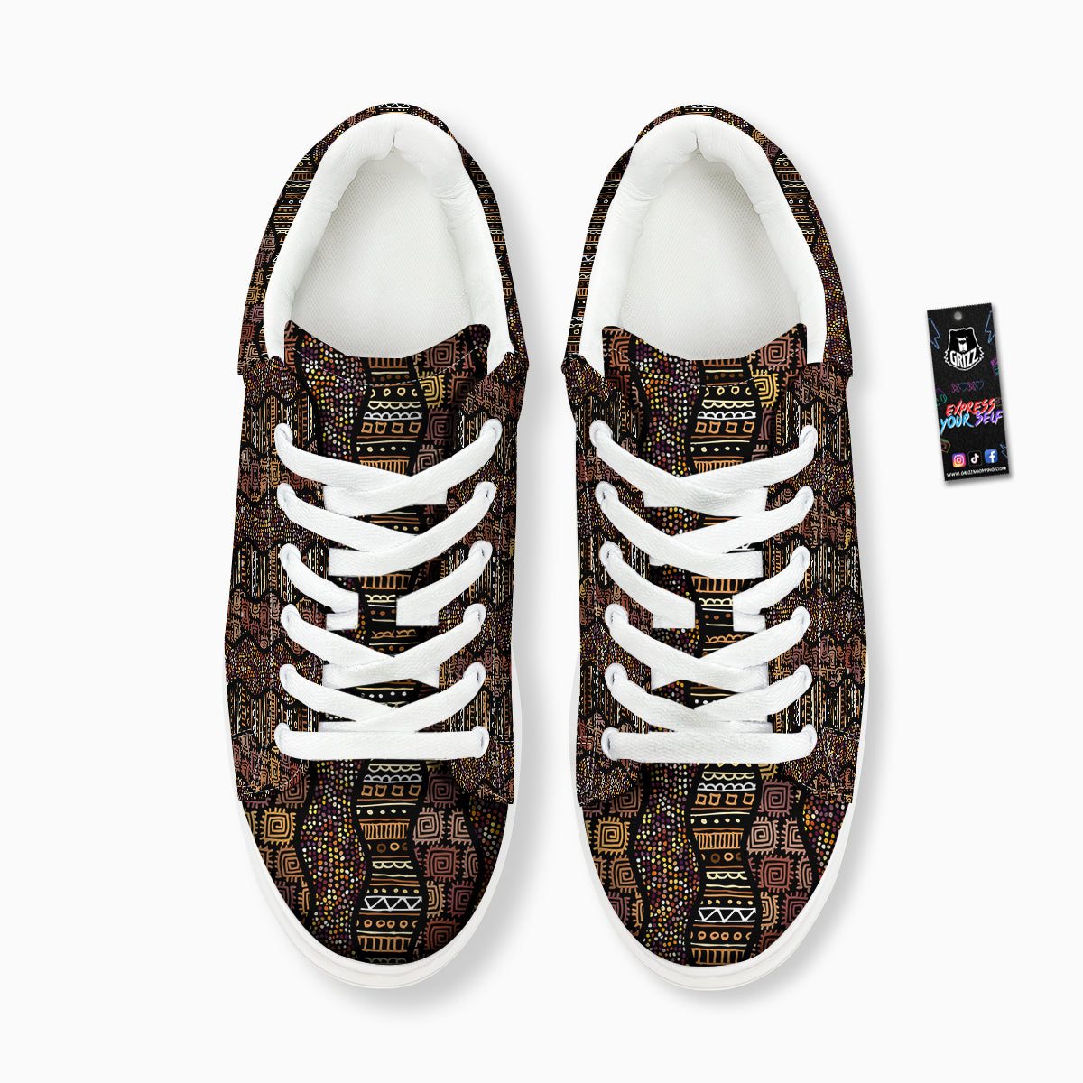 Inspired African Afro Print Pattern Platform Shoes-grizzshop