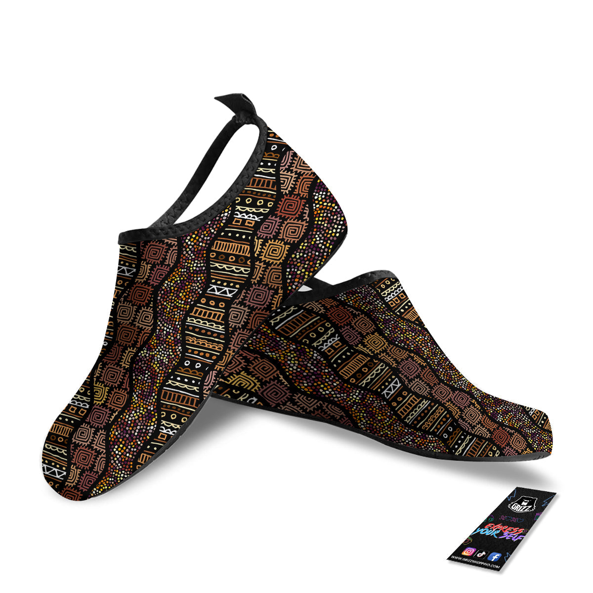Inspired African Afro Print Pattern Water Shoes-grizzshop