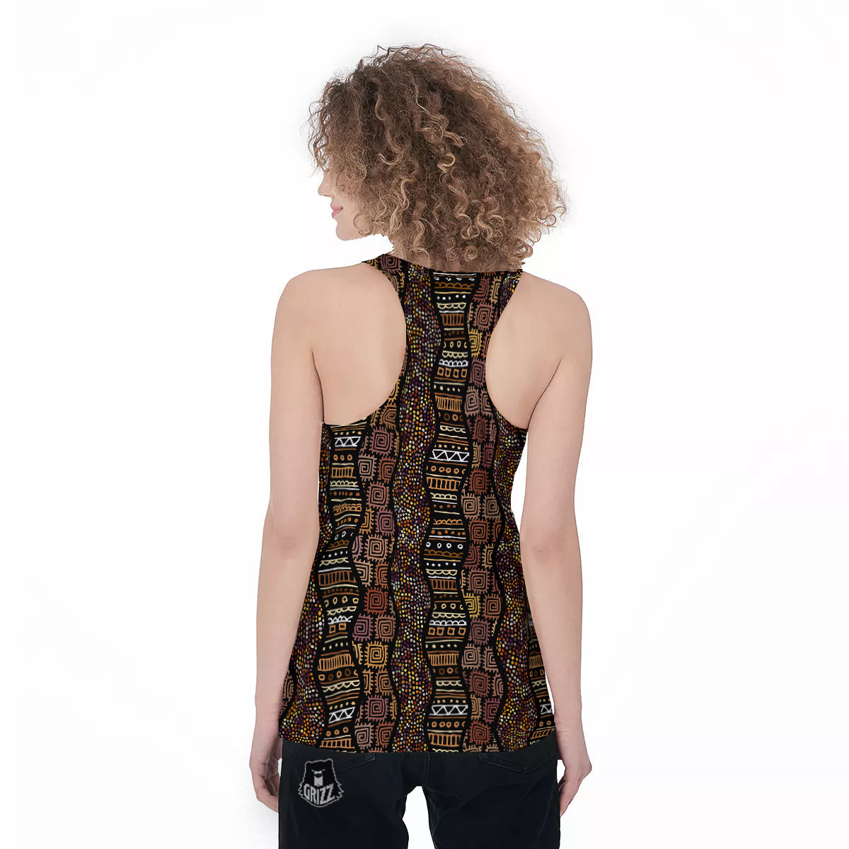 Inspired African Afro Print Pattern Women's Racerback Tank Top-grizzshop