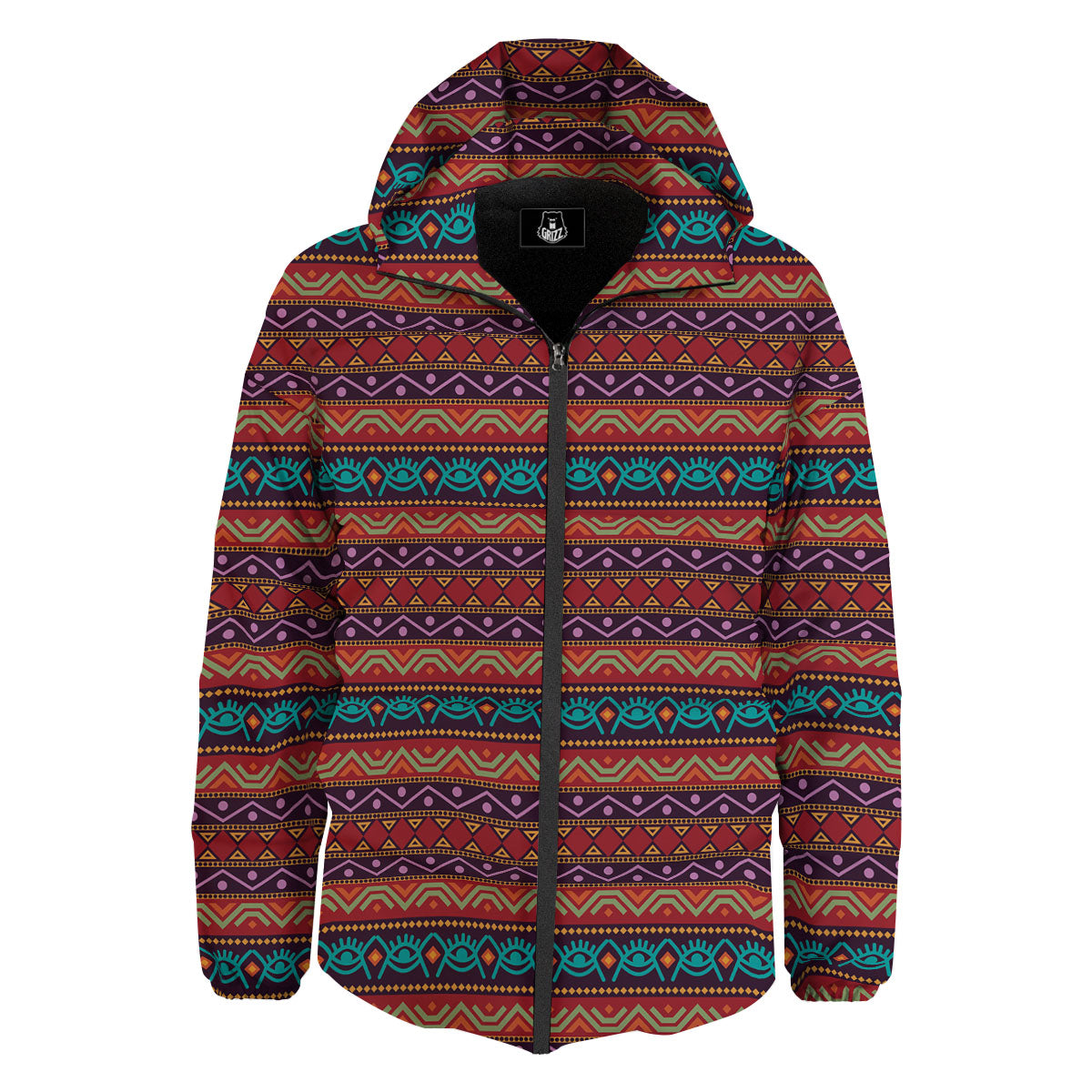 Inspired Afro Ethnic Print Down Jacket-grizzshop