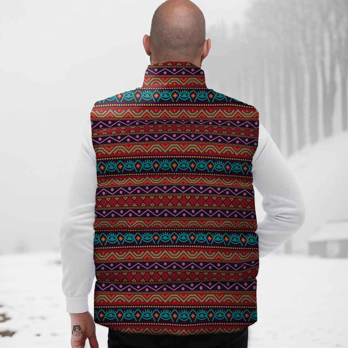 Inspired Afro Ethnic Print Down Vest