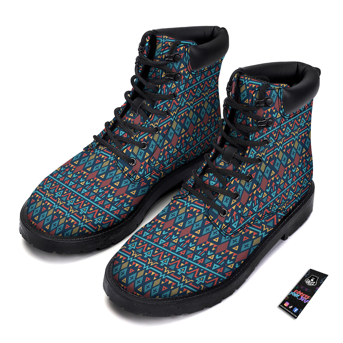 Inspired Ethnic African Print Pattern Boots-grizzshop