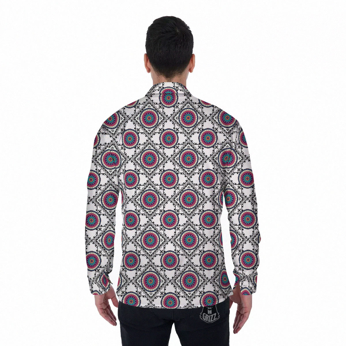 Inspired Native Indian Print Pattern Men's Long Sleeve Shirts-grizzshop