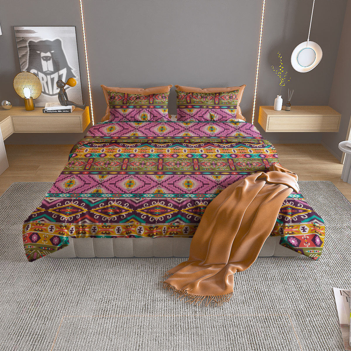 Inspired Native Print Pattern Duvet Cover Bedding Set-grizzshop