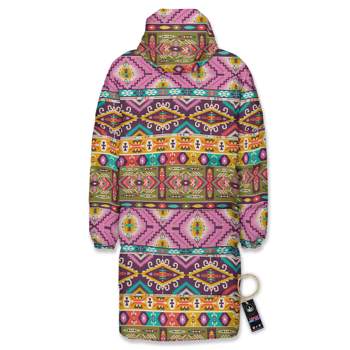 Inspired Native Print Pattern Long Down Jacket-grizzshop