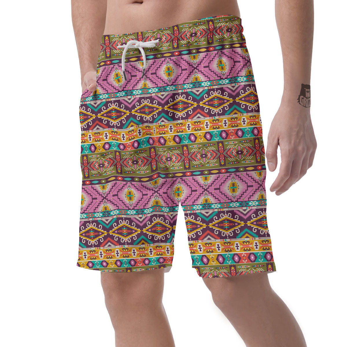 Inspired Native Print Pattern Men's Shorts-grizzshop